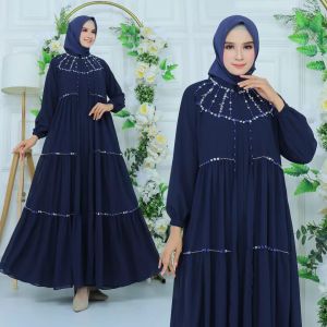 GAMIS POLOS WANITA FREE KERUDUNG BAHAN CERUTY MIX PAYET MUTIARA-GAMIS RENDA TINGKAT KEKINIAN MODEL TERBARU 2023