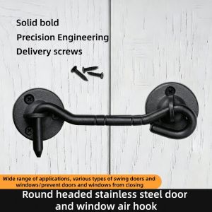 Privacy Frosted Black Wind Hook Door Latch Barn Door Lock Easy to Lock Suitable for Sliding Barn Doors 5.11 in X 1.37 in X 0.