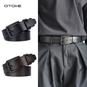 OTOHE Mens Belt Fashion Needle Buckle Belts Second-Layer Cowhide Belt Casual Business Belt 120cm Scratch Resistant Belts Leisure Belt Gentlemen Belt for Men