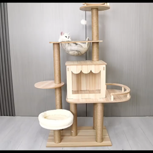 Cat Tree Integrated Cat Condo Durable Space-saving Cat Scratcher Pole For Small Apartments