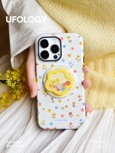 เคสโทรศัพท์แบบครอบเต็ม Ufology Original Magnetic Spring สำหรับ iPhone 15 pro Max 14 pro Apple 13 ดอกไม้ 12 ลายดอกไม้ 17 2-in-1 Film 16 pro Stand Card Holder รุ่นใหม่ Fresh