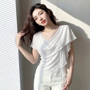 AIYITI | Chic Green V-neck Sashes T-Shirt Plus Size