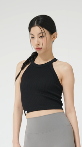 XEXYMIX Ribbed Seamless Halter Neck Crop Top Atasan Olahraga Wanita - XFK1BC1501