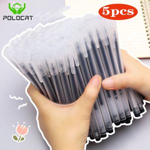 Polocat 5pcs 0.5mm Simple Frosted Student Gel Pen Black Ink Quick-Drying Smooth Writing Pen Office School Student Supplies Stationery