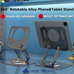 Rotating Tablet Stand Phone Holder 360° RotationTablet Radiator CompatibleFoldable Aluminum Tablet Stand Phone Holder from 4.7 to 12.9inchHeight Adjustable Desk Holder
