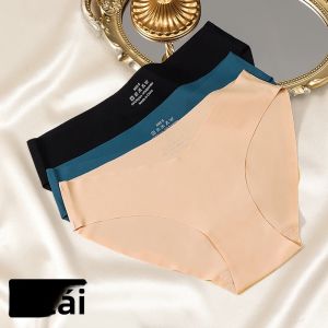 Bộ 3 Quần Lót Nữ Liền Thân Kiểu Brazil Cạp Thấp Thoải Mái Chất Liệu Lụa Đá Màu Trơn