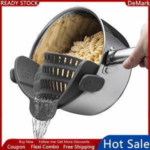 Snap N Strain Pot Strainer and Pasta Strainer - Adjustable Silicone Clip On Strainer for Pots Pans and Bowls - Kitchen Colander(Multiple Colour)