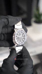 Jam Tangan Pria Seiko Chronograph SNN223 Black Dial Silver Stainless Steel Band