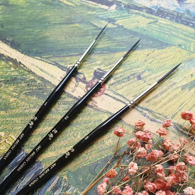 แปรงทาสีไนลอนคุณภาพสูง 3 ชิ้น ปลายแปรงยาว สำหรับสีน้ำ สี gouache และสีน้ำมัน อุปกรณ์ศิลปะ