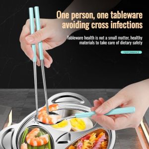 Portable Cutlery Set Folding Stainless Steel Chopsticks Fork Spoon Storage Student Cutlery Set