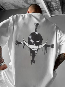 Bandai | ONE PIECE Animation Derivatives White Beard Printed Short Sleeve T-Shirt Mens and Womens 2025 Summer Fashion Casual Cotton Top
