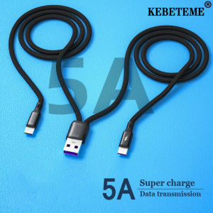 KEBETEME 1.2M 5A 2 In 1 USB Type C Data Cable Mobile Phone Fast Charging Cable for Phone Type C Charge Cord Wire