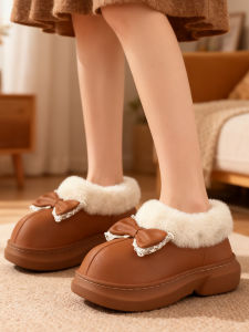 Giày Vải Cotton Đế Dày Mùa Đông Cho Nữ Giày Lười Cotton Lót Lông Cừu Giày Lười Cotton Chống Trượt Giày Lười Cotton Thoải Mái