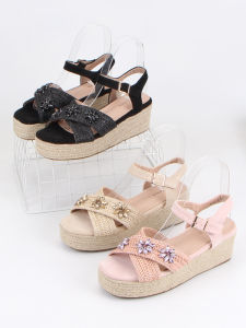 Waterproof Platform Rope Edge Sandals Cross Buckle Roman Shoes Low Cut Breathable Uppers Sparkling Rhinestones Fashionable Flats