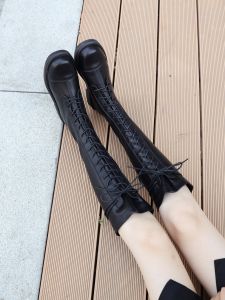 Elastic Knight Long Tube Boots High Tube over Knee Womens Boots Slim Martin Boots Korean Style Low Heel round Toe Boots