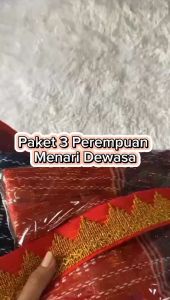 Paket 3 Perempuan Menari Dewasa / Rompi Ulos Model Rumbai / Rok Ulos / Ikat Kepala / P N