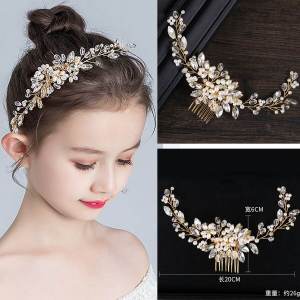 C.three Bride Wedding Headdress Crystal Pearl Hair Comb Handmade Hair Accessories