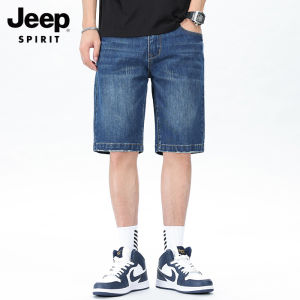Jeep tinh thần Nam Quần short denim quá khổ mỏng quý ống đứng dáng rộng chân quần short Quần short denim du lịch