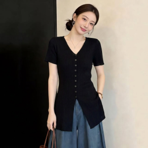 Áo Thun Cổ V Tay Ngắn Giúp Gọn Người Kích Cỡ Lớn Chất Liệu Lụa Băng