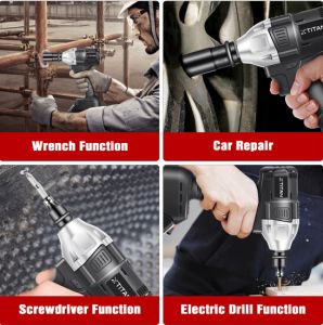 19800 MAh 880N.M Cordless Electric Impact Wrench Ratchet Driver Spanner LED Brushless Set
