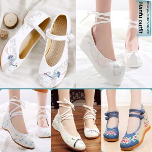 Traditional Hanfu Embroidered Dance Shoes Womens Ethnic Style Low Heel Beijing Embroidery Shoes Increased Height Inner Design