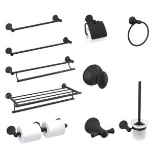 Kelkelelui Black Bathroom Hardware Suit Bathroom Towel Rack Bathroom Bath Towel Rack Storage Rack 13448