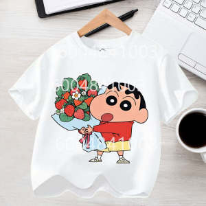 52TOYS | Crayons Shin-chan Children T Shirt Kawaii Cartoon Boy Girl Short Sleeve Tee Shirt Summer Kids Clothes Anime Toddler Colour Tops