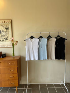 Slim Fit V-Neck Short Sleeve T-Shirt Five Buttons Base Shirt Korean Style Commute Classic Pattern Thin Summer Season