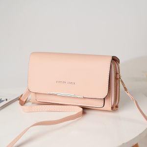 Women Long Wallet Korean Version Crossbody Bag Double Zipper Large Capacity Clutch Bag Shoulder Handbag Female Mobile Phone Bag