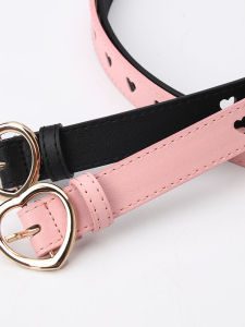 Sweet Heart Hollow out Sweater Dress with Decorative Leather Belt in Red Green Pink Khaki Coffee White for Ladies Youth Fashion