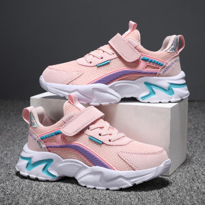 Lovely Girls Pink Sneaker Outdoor Breathable Mesh Flat Sport Shoes Fashion Kids Casual School Walking Shoe Antislip