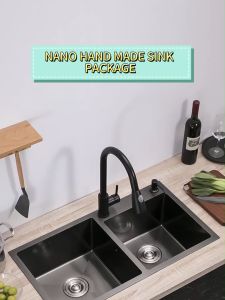 Black Sink SUS304 Stainless Steel Black Sink Single/Double Thickened Kitchen Sink Nano Bar Sink Modern Kitchen Sink