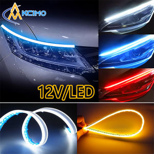 Kcimo 12V LED DRL Car Daytime Running Light Flexible Waterproof Strip Auto Headlights White Turn Signal Yellow Brake Flow Light