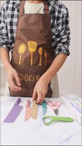 Set Pisau Dapur Multifungsi 6 in 1 Macaron - Anti Lengket Non Slip Warna Pastel - Pisau set Kitchen