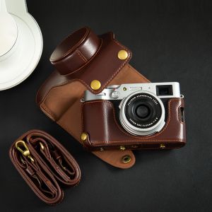 Leather Camera Bag for Fujifilm X100VI XT50 X100F XT30 Compatible Micro Single Protection Pouch Multi-Use Design Simple Style