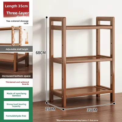 Modern Simple Wall-Near Bamboo Floor-standing Multi-layer Storage Rack Living Room Small Snack Goods Book Display Shelf