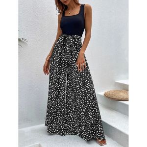 เสื้อกั๊กลายจุดแขนกุด เสื้อคลุมกันหนาวแบบสวมหัว ทรงหลวม กระโปรงสั้น ฤดูใบไม้ร่วง 2024 เสื้อผ้าทำงานสำหรับผู้หญิง