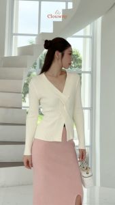 Clouwny Braid Knit Longsleeve Top Atasan Lengan Panjang Wanita Premium Knit Korean Look Fit to XL