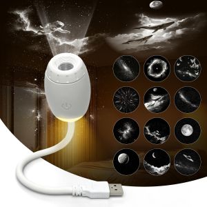 ZDSSY 2 in1 Mini Galaxy Star USB Projection Lamp Adjustable Focus Projector Light Car Ambient Light Room Starry Star Night Lights Bedroom Car Decoration Childrens Gift