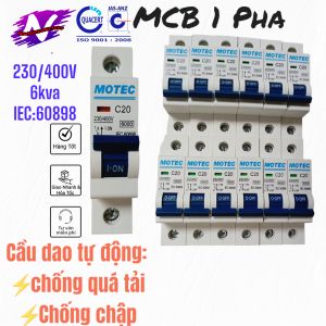 mcb 1pha 06A10A16A20A32A40A50A63A mcb 1pha motec trắng aptomat cb 1 tép trắng )
