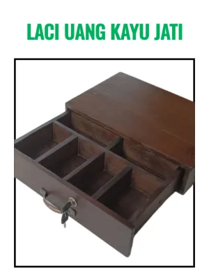 laci uang kasir sekat 6. kotak tempat uang untuk warung toko minimarketdll.kayu jati. kuat dan halus