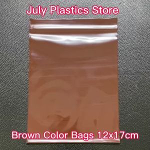 ถุงซิปสีชาทึบแสง ขนาด 12x17 ซม.(แพค 100ใบ) Brown ถุงใส่สมุนไพร ป้องกันแสงแดดฝุ่น และความชื้น ถุงซิปใส่ของเล็ก ถุงซิปแบบ A คุณภาพดี  โดย July Plastics