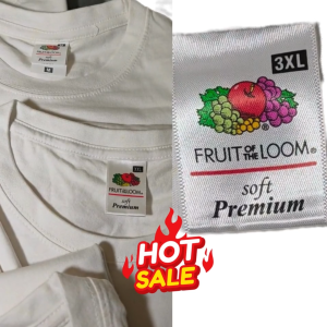 เสื้อยืดเปล่าสีขาว สินค้าใหม่ เก่าเก็บ Soft Premium Fruit of the Loom แท้ 100% ราคาพิเศษ สินค้ามีจำนวนจำกัด