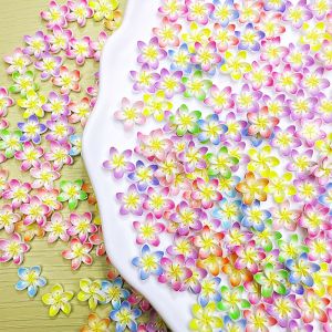 50Pcs 3D Gradient Plumeria Flower Nail Charms Frangipani Nails Decoration for Tropical Beach Summer Festival Manicure Accessory