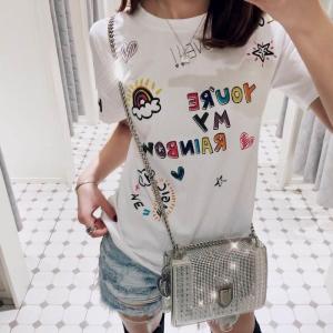 Rainbow Heart Short Sleeve T-shirt Stylish Slim Fit Top