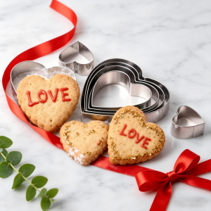 Cookie Cutter Set 5Pcs Mothers Day Heart Multi-Size Food Grade Stainless Steel Molds for Holiday DIY Baking Biscuit Pastry Maki
