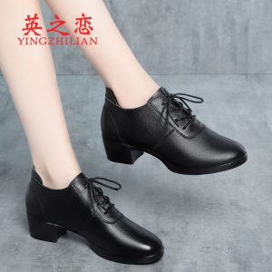 Autumn Dance Shoes Womens Soft Bottom Genuine Leather Punched Square Dancing Shoes Breathable Mom Dancing Footwear