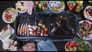 CORNELL Electric Table Top Grill Pan Non Stick Large size with 4.2L Hot Pot CCG-EL98DT Korean BBQ Steamboat Grill Oden Shabu Shabu