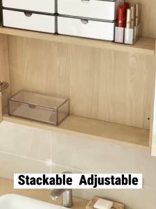 Cosmetic Make Up Brush Transparent Lipstick Multi Purpose Mirror Cabinet Organizer Storage Box