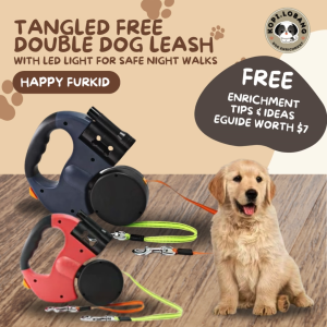 ✅[SG] Double Dog Leash Retractable | Tangle-Free 2 Dogs Walking Leash with LED Light & Waste Bag Dispenser